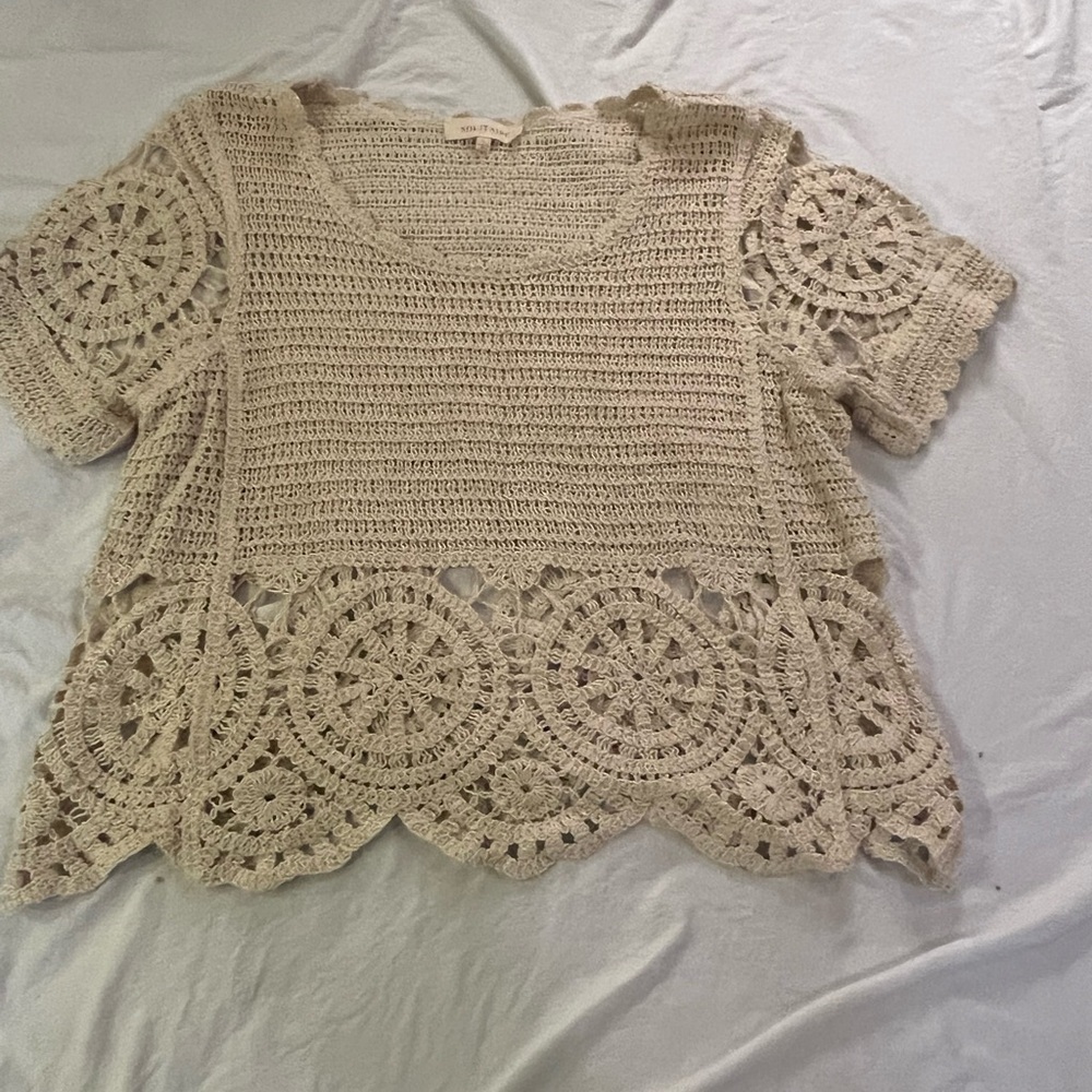 Bohemian Top & Pant Crochet Lace Pattern Set by Solitaire Size L, fits like M. - Picture 2 of 5